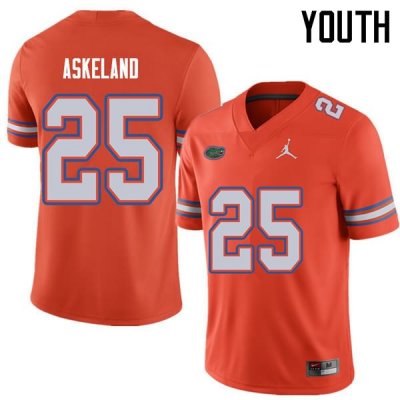 Youth Florida Gators #25 Erik Askeland NCAA Jordan Brand Orange Authentic Stitched College Football Jersey MGF3662JY